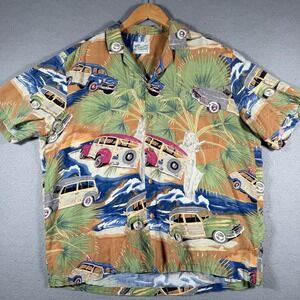 Diamond Head Sportswear Mens Hawaiian Shirt Woody Wagon Classic Car Print XL‎